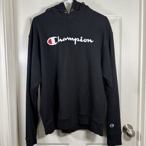 Champion Men's Black‎ Powerblend Graphic Hoodie With Pockets Size Large (L)